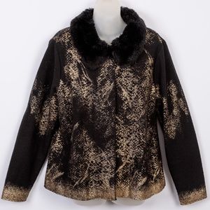 Chico’s Gold Foil Stamped Cardigan Jacket